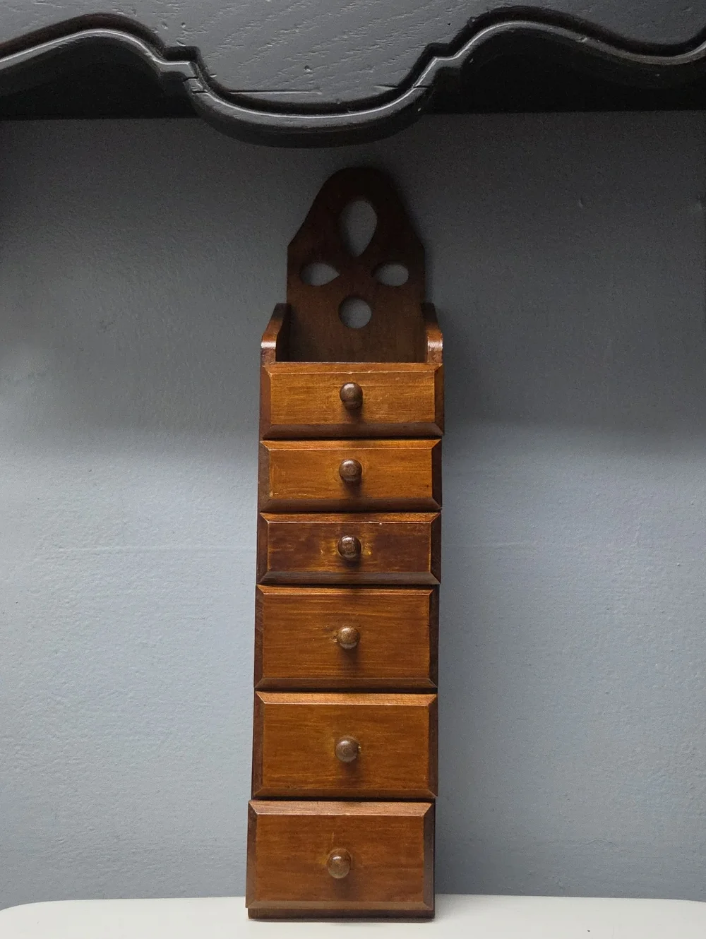 Vintage Stacked 6-Drawer Wooden Apothecary Spice Cabinet